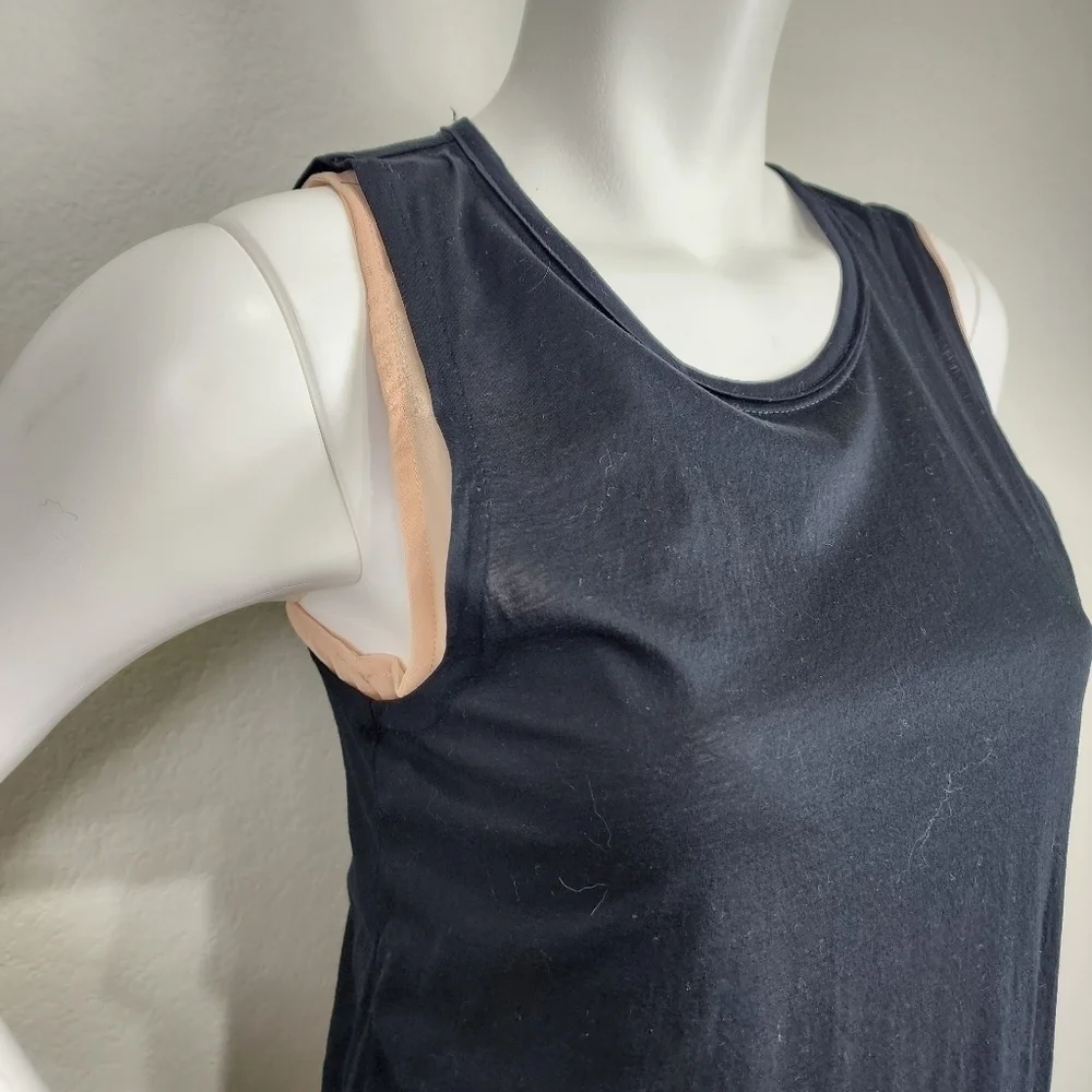 J. Crew Double Layer Ruffle Hem Tank Black Sleeveless Top  Size S